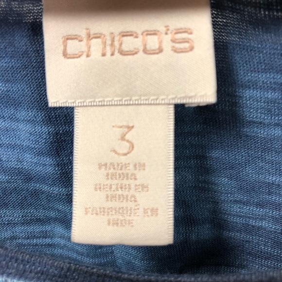 Chico's Sz 3 XL Blouse Top Blue Boho Peasant Pullover Embroidered Cotton Blend - Picture 5 of 7